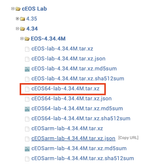 Arista EOS version used in these labs